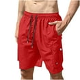 thumbnail image 1 of HOOMEUMY Men's Summer Beach Shorts with Pockets Cargo Quick Dry D string Swim Trunks Bathing Suits Red 12, 1 of 7