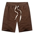 thumbnail image 1 of HOOMEUMY Men's Summer Cotton Shorts D string Elastic Waist Solid Color Bermuda Beach Shorts with Pockets Brown 10, 1 of 5