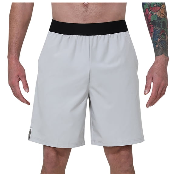 HOOMEUMY 2025 Men's Lightweight Gym Workout Shorts Athletic Quick Dry Sports Shorts with Zipper Pockets Gray 10
