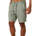 thumbnail image 1 of HOOMEUMY Deals Summer Beach Linen Shorts for Men Drawstring Elastic Waist Loose Fit Short Pants with Pockets Green 6, 1 of 2