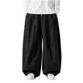 thumbnail image 1 of HOOMEUMY Fall Winter Wide Leg Pants Men Fashion Loose Casual Trousers Solid Color Oversize Joggers Cargo Pants (Black,XL), 1 of 8