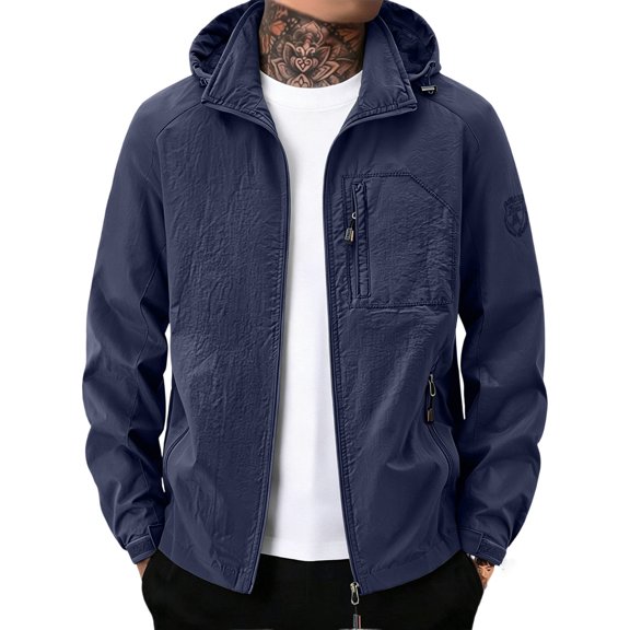 HOOMEUMY Field Duty Jacket Functional Performance Fabric Insulated Cold Wet Weath Rain Outdoor Zip Up Coat for Men