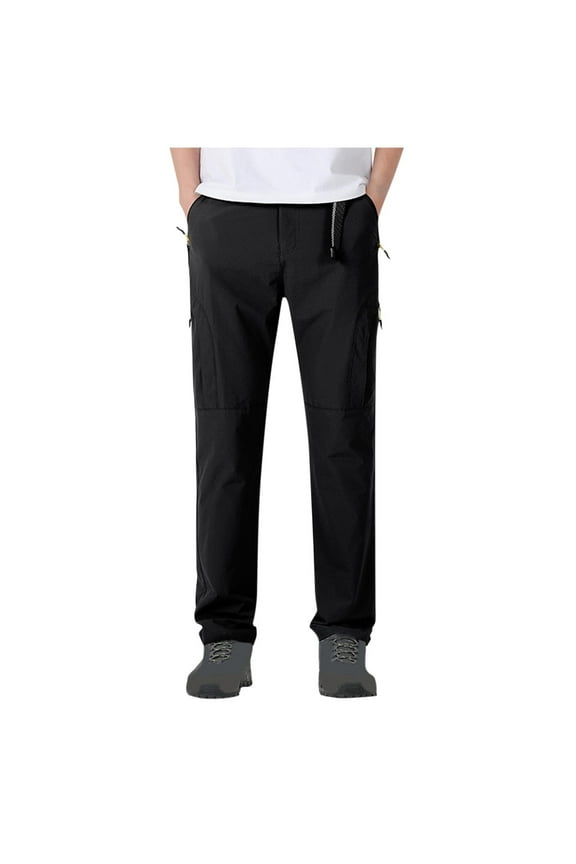 Hiking Pants Men Lightweight Casual Travel Pant Stretchy Outdoor Work Pants with Multi Pockets (Black,XXXL)