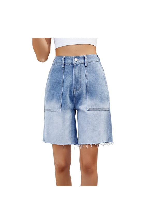 Jean Shorts for Women Work Shorts Parachute Pants Baggy Denim Shorts with Pockets Elastic Lightweight Sports Shorts High Waisted Wide Leg Bermuda Shorts Casual Fashion Summer Shorts