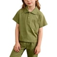 thumbnail image 1 of HOOMEUMY Kids School T‑Shirts Solid Collared Short Sleeve Top, 1 of 9