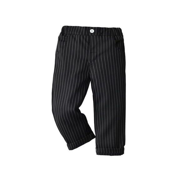 HOOMEUMY Kids Striped Pants Boys Trousers Elastic Waist Straight Leg Pinstripe Summer Comfy Kids Clothing Boys Outfit Black 5 Years
