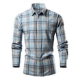 thumbnail image 1 of HOOMEUMY Long Sleeve Shirts for Men Long Sleeve Comfy V-Neck Print Spring Lapel Button Checkered Shirts Lightweight Shirt (Blue,XXL), 1 of 5