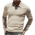 thumbnail image 1 of HOOMEUMY Long Sleeve Shirts for Men Long Sleeve V-Neck Lightweight Solid Color Comfy Spring Turndown Collar Button Shirts Shirt (Khaki,S), 1 of 9