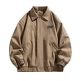 thumbnail image 1 of HOOMEUMY Men Daily Basic Tops Outdoors Loose Lapel Coat Soft Solid Versatile Leather Jacket, 1 of 9