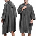 thumbnail image 1 of HOOMEUMY Men Fleece Night Robe Casual Hooded Pocket Zipper Long Sleeves Bathrobe Night Robe for Comfortable and Warmth, 1 of 6