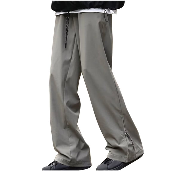 HOOMEUMY Men Outdoors Hiking Pants 2025 Fashion Solid Color Elastic Waist Pockets Cargo Pants Lounge Stretchy Going Out Pants Gray 6