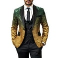 thumbnail image 1 of HOOMEUMY Men Sequin Shiny Prom Suit Jacket Sparkly One Button Slim Fit Blazers Tuxedo for Wedding Party (Green,XXL）, 1 of 6