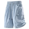 thumbnail image 1 of HOOMEUMY Men Shorts Stylish Comfy Summer Oversized Elastic Waist Baseball Hiking Short Pants with Pockets Blue XXXXL, 1 of 6
