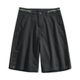 thumbnail image 1 of HOOMEUMY Men Summer Shorts Mid Waist Solid Color Loose Fit Beach Shorts Drawstring Elastic Waist Pockets A-Line Wide Leg Shorts Plus Size Bottoms Black 10, 1 of 3