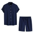 thumbnail image 1 of HOOMEUMY Men's 2 Piece Crew Neck Short Sleeve Shirt Shorts Set Summer Beach Solid Loose Fit Outfit Tracksuit Blue XXXL, 1 of 3