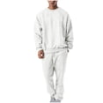 thumbnail image 1 of HOOMEUMY Men's 2-Piece Outfits Solid Color Long Sleeve Sweatshirt Sweatpants Tracksuit Set with Pockets White L, 1 of 8
