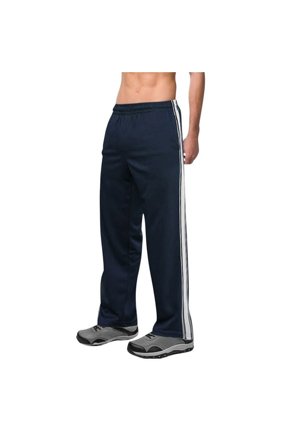 Men's Athletic Pants Casual Elastic Waist Loose Fit Straight Sweatpants Striped Track Pants Joggers with Pocket (Navy,S)