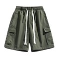 thumbnail image 1 of HOOMEUMY Men's Baggy Cargo Shorts with Pockets Drawstring Elastic Waist Solid Loose Fit Summer Beach Shorts Green XXXXL, 1 of 6