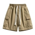 thumbnail image 1 of HOOMEUMY Men's Baggy Cargo Shorts with Pockets Drawstring Elastic Waist Solid Loose Fit Summer Beach Shorts Yellow XL, 1 of 6