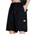 thumbnail image 1 of HOOMEUMY Men's Baggy Cotton Shorts with Pockets Drawstring Lightweight Breathable Solid Color Summer Beach Knee Length Shorts Black XXL, 1 of 9