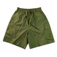 thumbnail image 1 of HOOMEUMY Men's Baggy Nylon Cargo Shorts with Side Pockets Drawstring Elastic Waist Loose Fit Summer Beach Shorts Green XL, 1 of 6