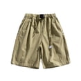 thumbnail image 1 of HOOMEUMY Men's Baggy Straight Leg Shorts Pure Color Multi-Pocket Drawstring Knee Length Shorts with Buckle Decoration Summer Beach Shorts Yellow XXXL, 1 of 8