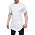 thumbnail image 1 of HOOMEUMY Men's Basic Curved Hem Long Cut T-Shirt Solid Color Slim Fit Crew Neck Casual Short Sleeve Tee Tops White XL, 1 of 6