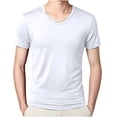 thumbnail image 1 of HOOMEUMY Men's Basic Ice Silk Comfortable Breathable Stretch Casual Slim Fit Tee V-Neck T-Shirt Short Sleeve Tops White L, 1 of 6