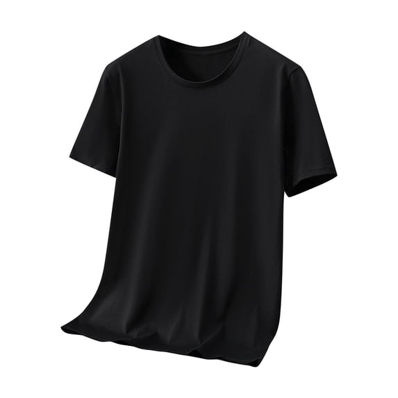 HOOMEUMY Men's Basic Solid Color Short Sleeve Crew Neck T-Shirt Casual Breathable Workout Lightweight Slim Fit Tee Black XXXL