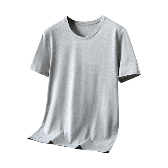 HOOMEUMY Men's Basic Solid Color Short Sleeve Crew Neck T-Shirt Casual Breathable Workout Lightweight Slim Fit Tee Gray XL