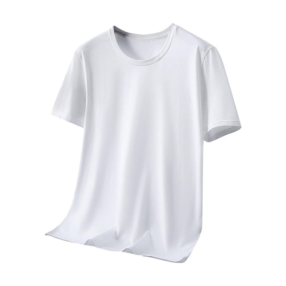 HOOMEUMY Men's Basic Solid Color Short Sleeve Crew Neck T-Shirt Casual Breathable Workout Lightweight Slim Fit Tee White M
