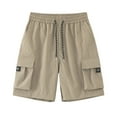 thumbnail image 1 of HOOMEUMY Men's Beach Shorts Outdoor Solid Color Elastic Waist Casual Multi Pocket Five Quarter Pants Leisure Fashion Comfy Summer (Khaki,XXXXXL), 1 of 7