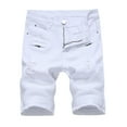 thumbnail image 1 of HOOMEUMY Men's Biker Jeans Shorts Summer Stretch Slim Fit Ripped Hole Destroyed Denim Shorts with Zipper Biker Short Pants White XL, 1 of 5