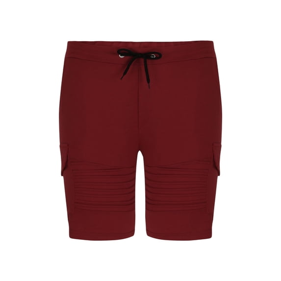 HOOMEUMY Men's Black Drawstring Biker Jogger Striped Breathable Quick Dry Stretch Lightweight Cargo Shorts with Zipper Pockets Red XXL