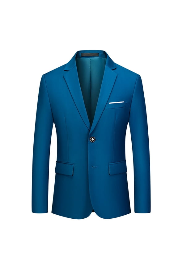 Men's Blazer Double Button Slim Fit Suit Jacket Classic Solid Business Formal Wedding Party Work Blazer Light Blue XXXL