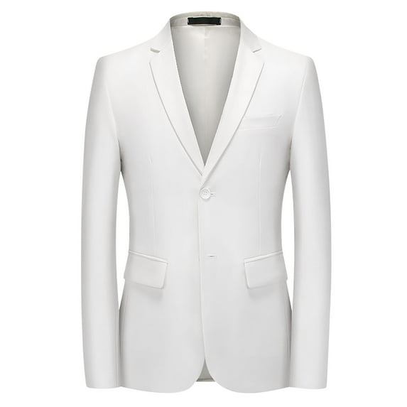 HOOMEUMY Men's Blazer Double Button Slim Fit Suit Jacket Classic Solid Business Formal Wedding Party Work Blazer White XXXXXL