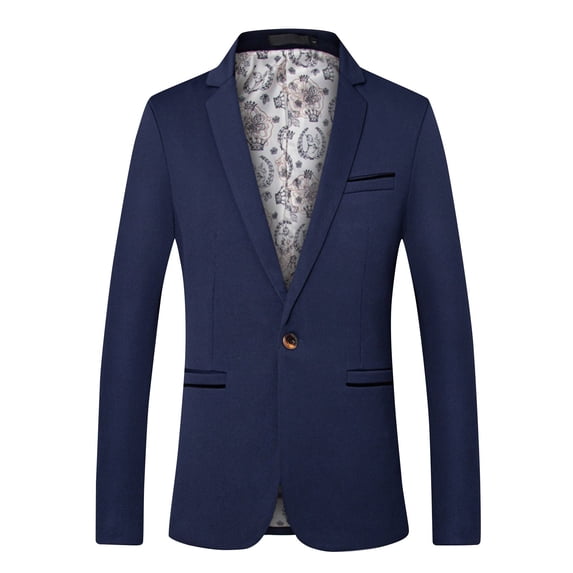 HOOMEUMY Men's Blazer Single Button Slim Fit Business Suit Jacket Formal Wedding Party Prom Blazer with Pockets a_Navy XXL