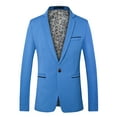 thumbnail image 1 of HOOMEUMY Men's Blazer Single Button Slim Fit Business Suit Jacket Formal Wedding Party Prom Blazer with Pockets a_Sky Blue L, 1 of 1