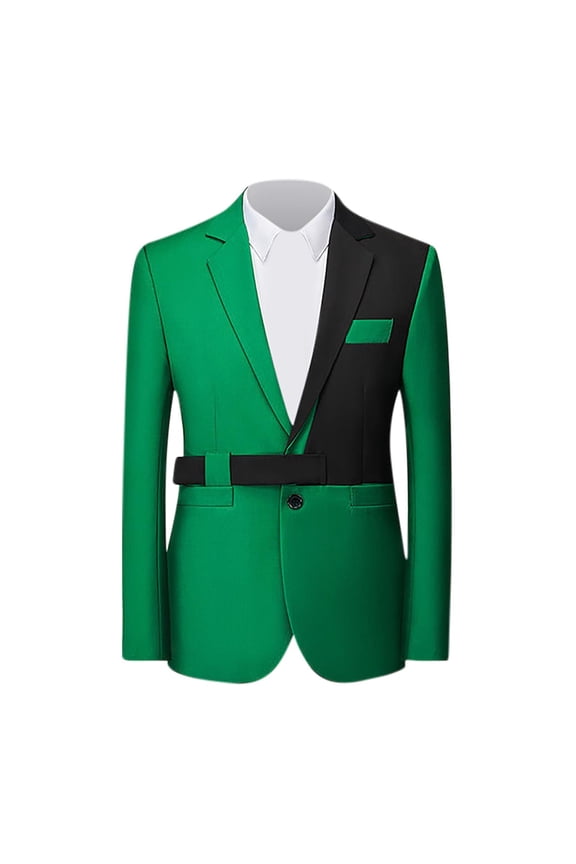 Men's Blazer Slim Fit Formal Colorblock Business Party Suit Jacket Wedding Groom Tuxedo with Pocket Mint Green XXL