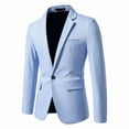 thumbnail image 1 of HOOMEUMY Men's Blazer Slim Fit Single Button Suit Jacket Business Wedding Party Formal Coat Office Work Wear Solid Color Long Sleeve Outwear Blazer Sky Blue L, 1 of 3