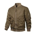 thumbnail image 1 of HOOMEUMY Men's Bomber Jacket Zipper Classic Solid Lightweight Flight Jacket with Multiple Pockets Full Zip Up Outwear Coffee M, 1 of 4