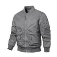thumbnail image 1 of HOOMEUMY Men's Bomber Jacket Zipper Classic Solid Lightweight Flight Jacket with Multiple Pockets Full Zip Up Outwear Gray XXL, 1 of 3