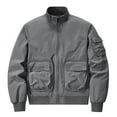 thumbnail image 1 of HOOMEUMY Men's Bomber Jacket Zipper Stand Collar Windbreaker Lightweight Warm Winter Coat with Multiple Pockets for Outdoor Sports Gray XXXL, 1 of 5
