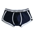 thumbnail image 1 of HOOMEUMY Men's Boxer Briefs Underwear Cotton Breathable Comfortable Soft Shorts with White Trim Navy M, 1 of 4