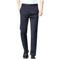 thumbnail image 1 of HOOMEUMY Men's Business Dress Pants Comfort Stretch Classic Solid Casual Slim Fit Straight Leg Work Office Trousers Blue L, 1 of 5