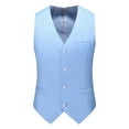 thumbnail image 1 of HOOMEUMY Men's Business Tank Top Slim Fit V-Neck Single Breasted Dress Suit Tank Top for Wedding Party Business Work Office Light Blue XL, 1 of 4