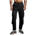 thumbnail image 1 of HOOMEUMY Men's Cargo Jogger Pants with Zipper Pockets Cargo Pants for Men Athletic Drawstring Sweatpants Trousers (Black,S), 1 of 6
