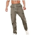 thumbnail image 1 of HOOMEUMY Men's Cargo Pant Casual Lightweight Elastic Waist Drawstring Solid Color Comfort Jogger Sweatpants with Pocket Coffee 6, 1 of 9