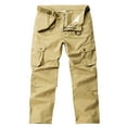 thumbnail image 1 of HOOMEUMY Men's Cargo Pants Cotton Military Outdoor Hiking Work Trousers Straight Leg Multi Pockets Black Large Size Khaki 36, 1 of 8