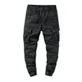 thumbnail image 1 of HOOMEUMY Men's Cargo Pants Jogger Pants Elastic Waist Drawstring Trousers Multi Pocket Slim Fit Comfy Sport Workout Pants Black XL, 1 of 7